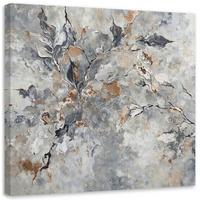 WANDBILD abstraktes botanik graugold - Silberfarben, Textil (30/30cm) - Feeby