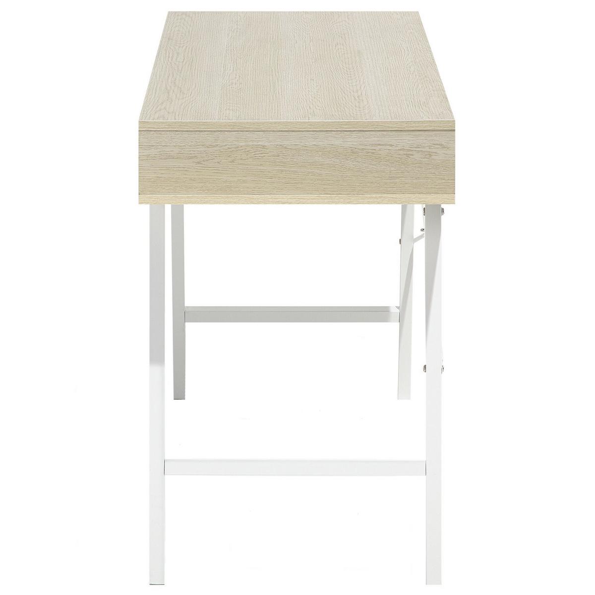 SCHREIBTISCH heller Holzfarbton/weiß 120/48/77 cm Clarita - Hellgrau, Holzwerkstoff (120/72/77cm) - Beliani