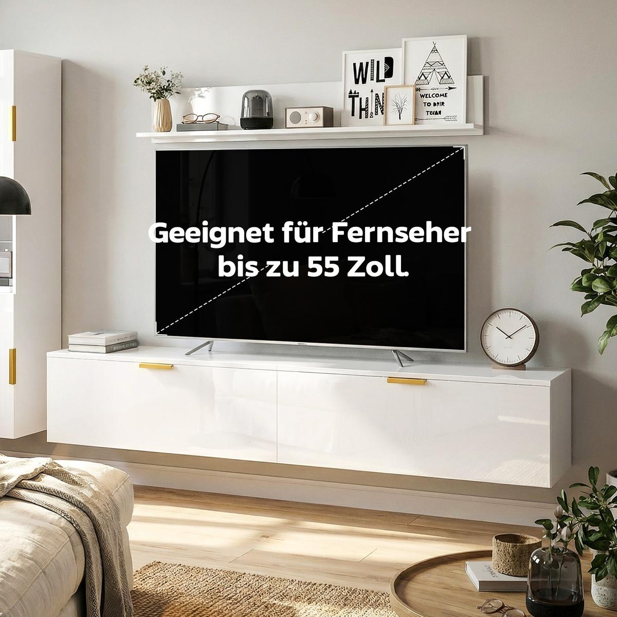 WOHNWAND aus Spanplatte Kunststoff Hochglanzweiß - Weiß Hochglanz, Holzwerkstoff (33/30/180cm) - HOMCOM