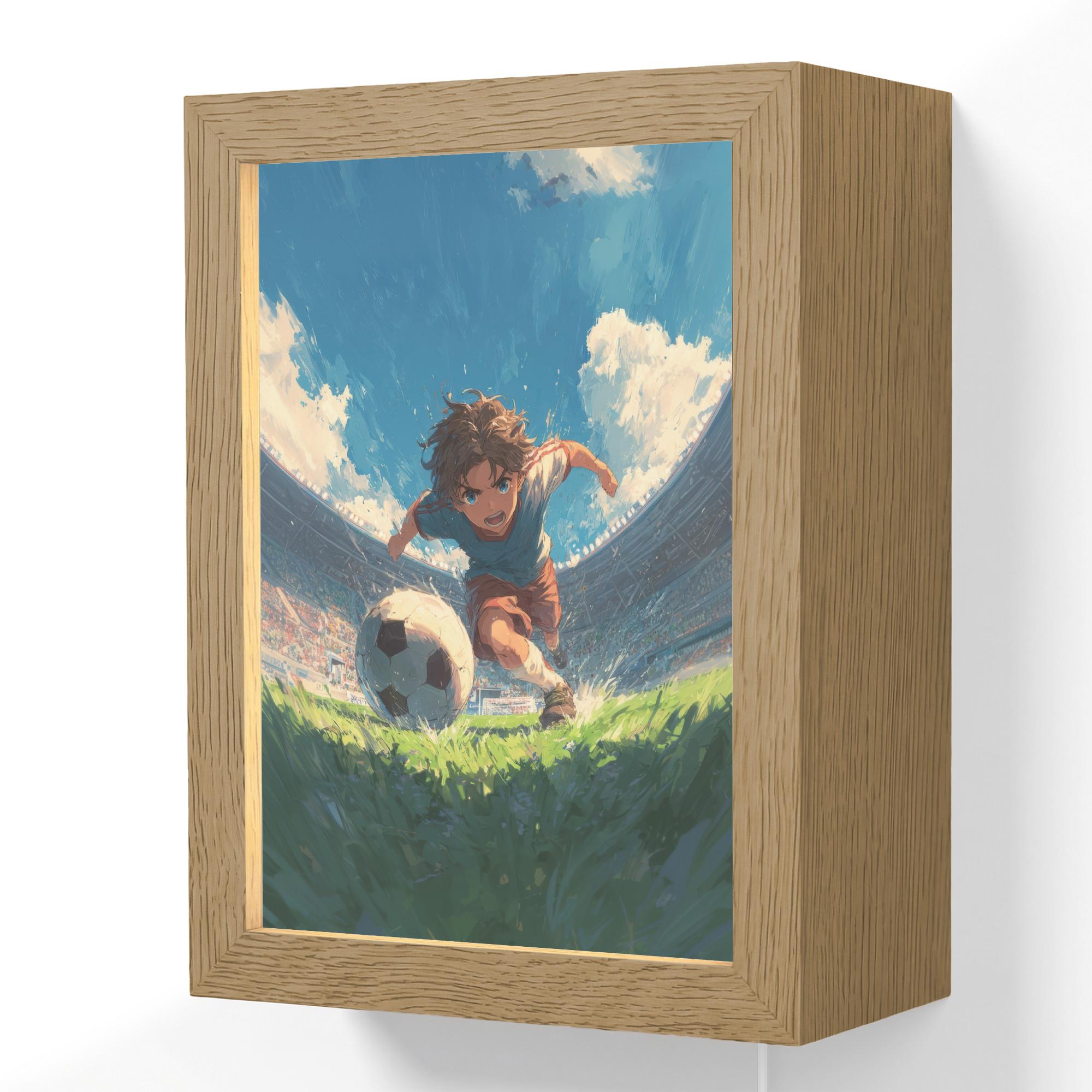 WANDLEUCHTE Stadion - Fußballer - Ball 15x20 cm - Blau, Holzwerkstoff (15/20/8cm) - OnlyWow