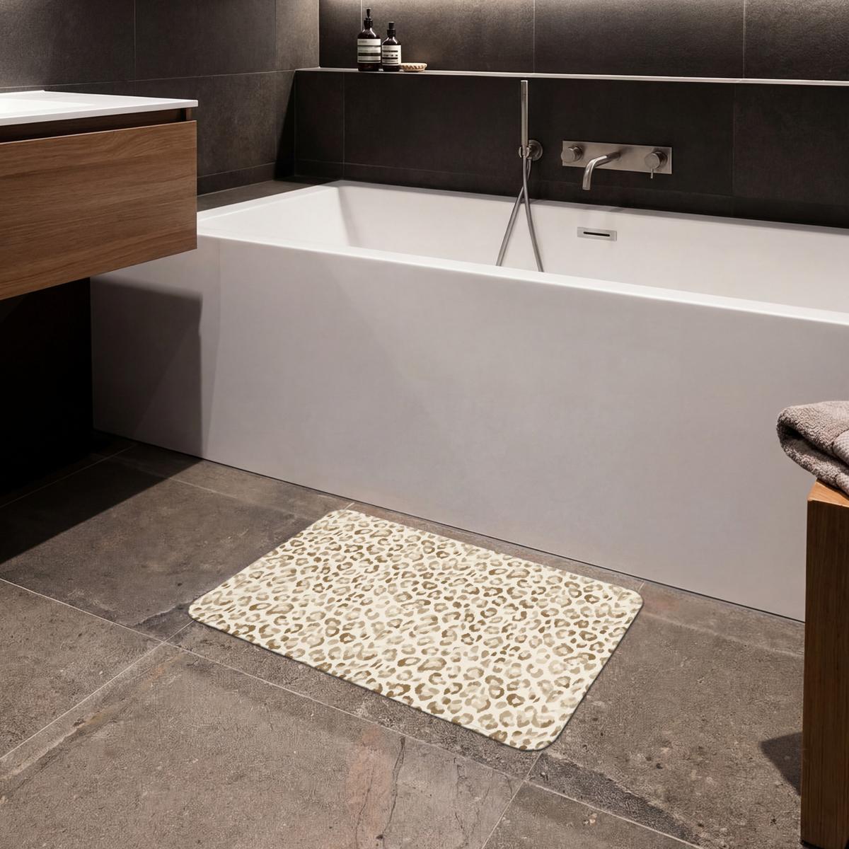 BADEMATTE Leopard - Klassisch - Beige 60x40 cm - Hellbraun, Textil (60/40cm) - OnlyWow