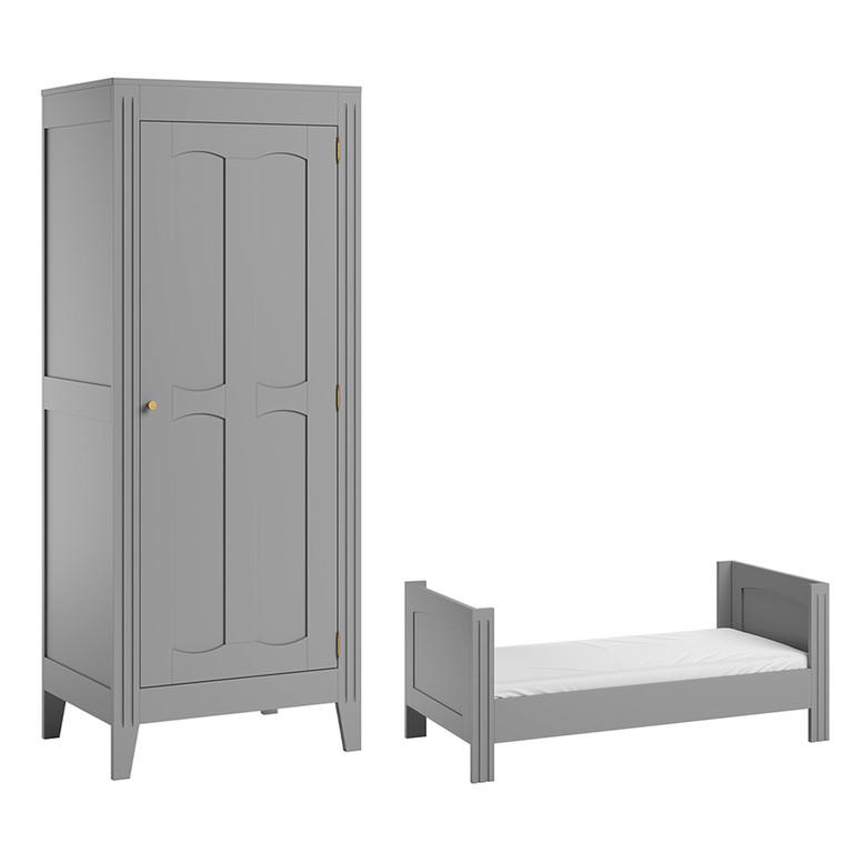 BABYZIMMER 2-teilig Grau - Grau, Holzwerkstoff (144/80/75cm) - Petits-meubles
