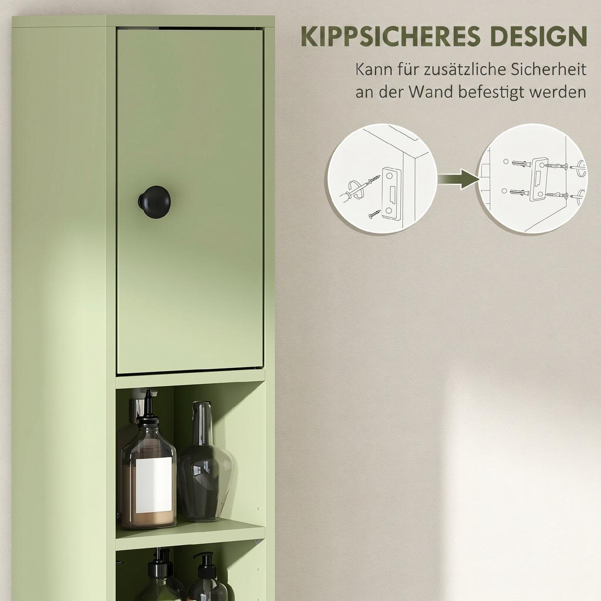 BADEZIMMERSCHRANK Spanplatte Grün - Schwarz/Grün, Karton/Holzwerkstoff (20/180/20cm) - Kleankin