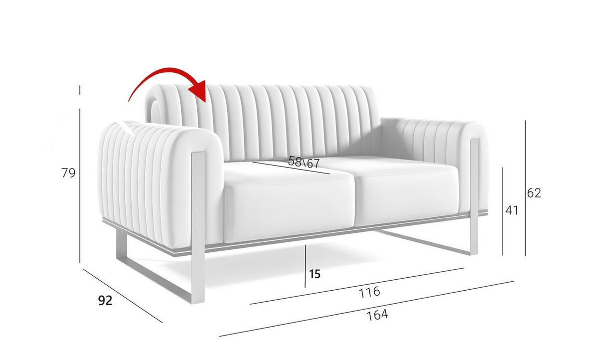 SOFA Valerie 2-sitzer - Dunkelblau, Holzwerkstoff/Textil (164/79/90cm) - Fun Möbel
