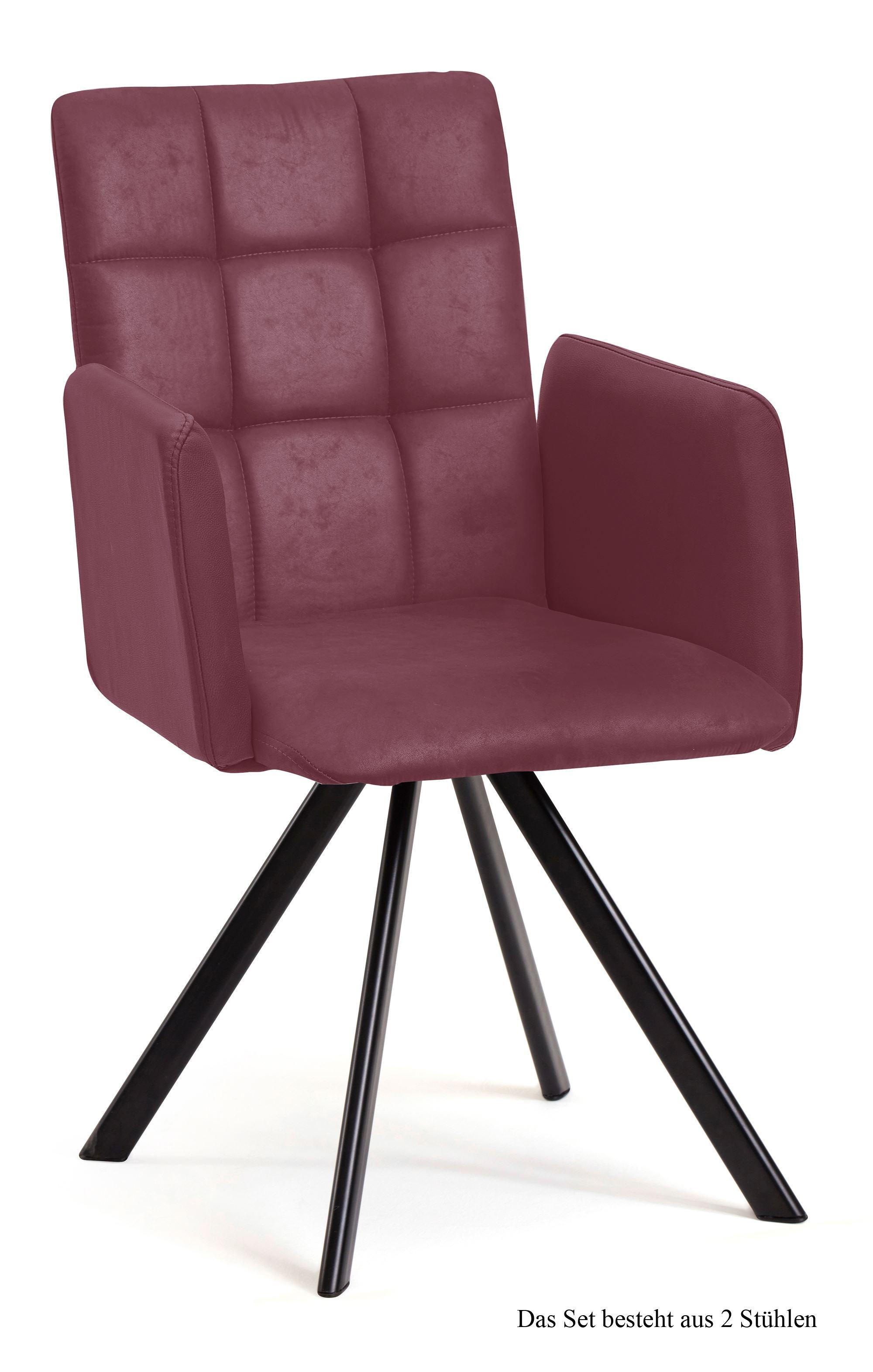 ARMLEHNSTUHL drehbar (2er-Set) Despo 52x91x60 Schwarz/Marsala - Brombeere/Schwarz, Kunststoff (60/91/52cm) - 58aufmkessel