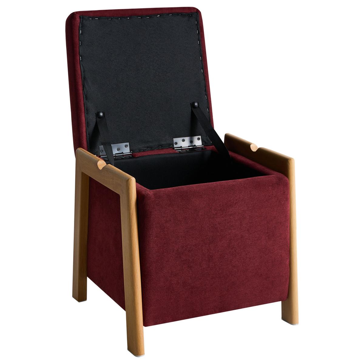 POUF mit Stauraum Stoff 45 cm Burgunderrot Edland - Dunkelrot, Metall (45/44/43cm) - Beliani