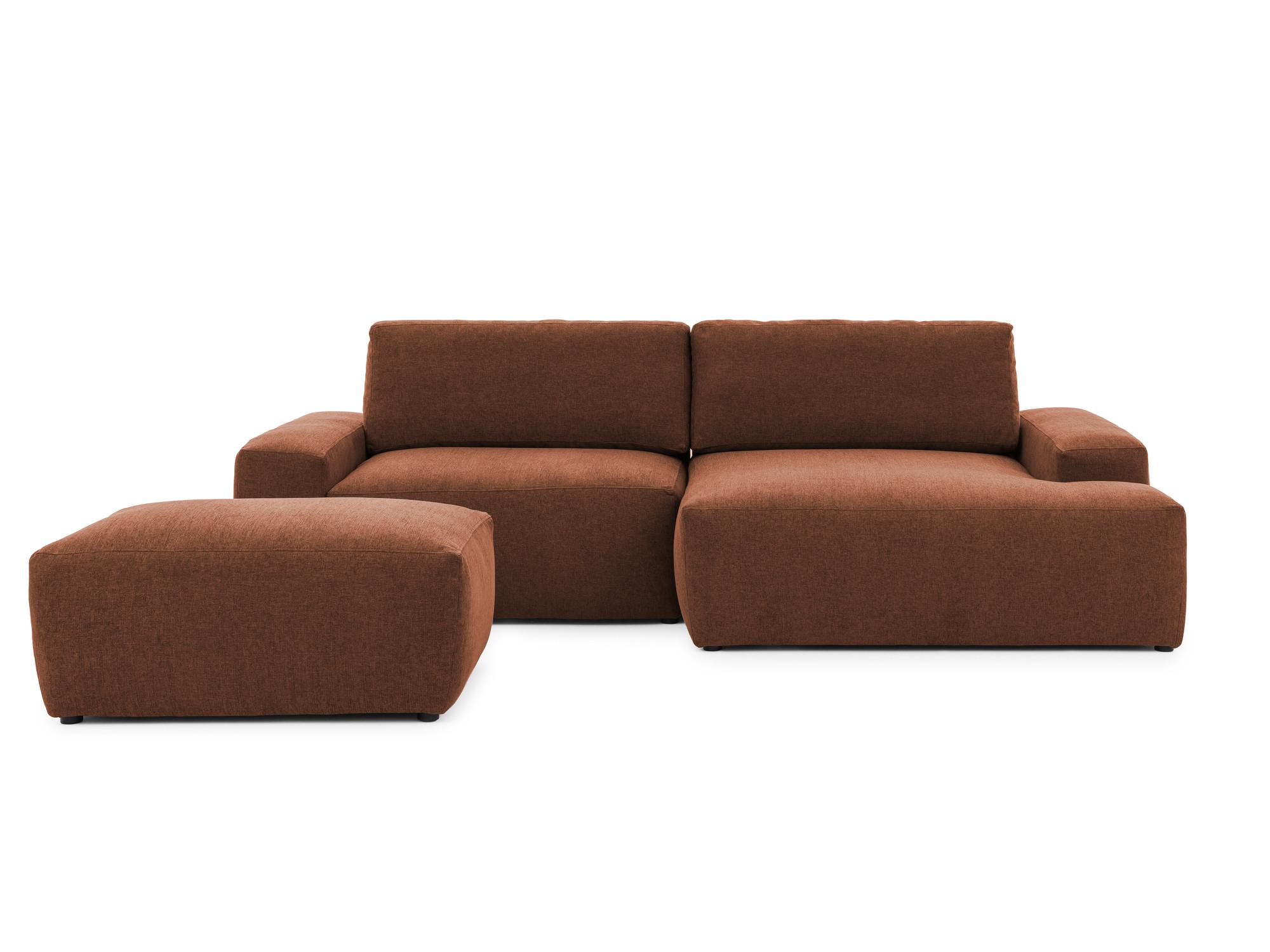 ECKSOFA inkl. Hocker Lennon aus Braun Strukturstoff mit Schlaffunktion und Bettkasten - Schwarz/Braun, Holz/Kunststoff (264/137cm) - S-Style