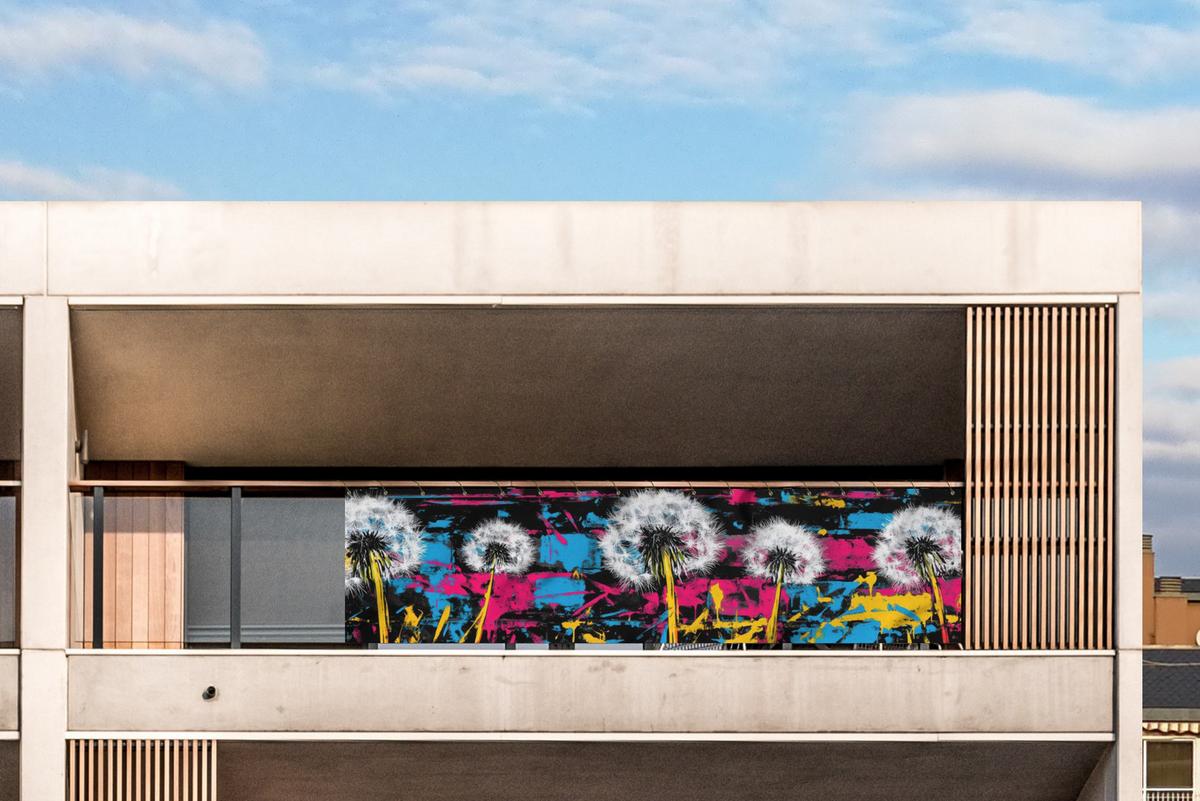 BALKON-SICHTSCHUTZ Straßenkunst - Bunt - Wand Deko XXL 500x130 cm - Schwarz, Kunststoff (500/130cm) - MuchoWow