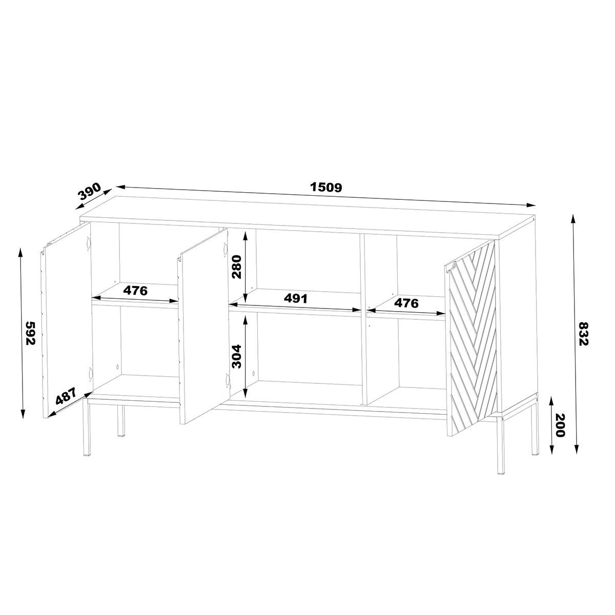SIDEBOARD Daria Weiß - Weiß, Holzwerkstoff (151/103/39cm) - Petits-meubles