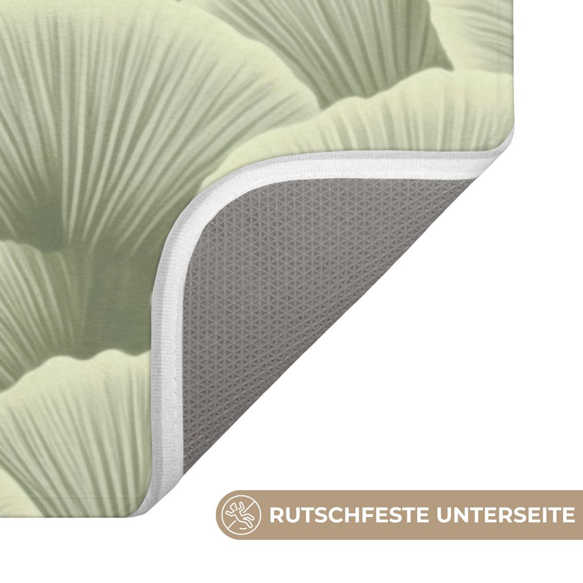 BADEMATTE Fächer - Blatt - Grün 80x50 cm - Pastellgrün, Textil (80/50cm) - OnlyWow