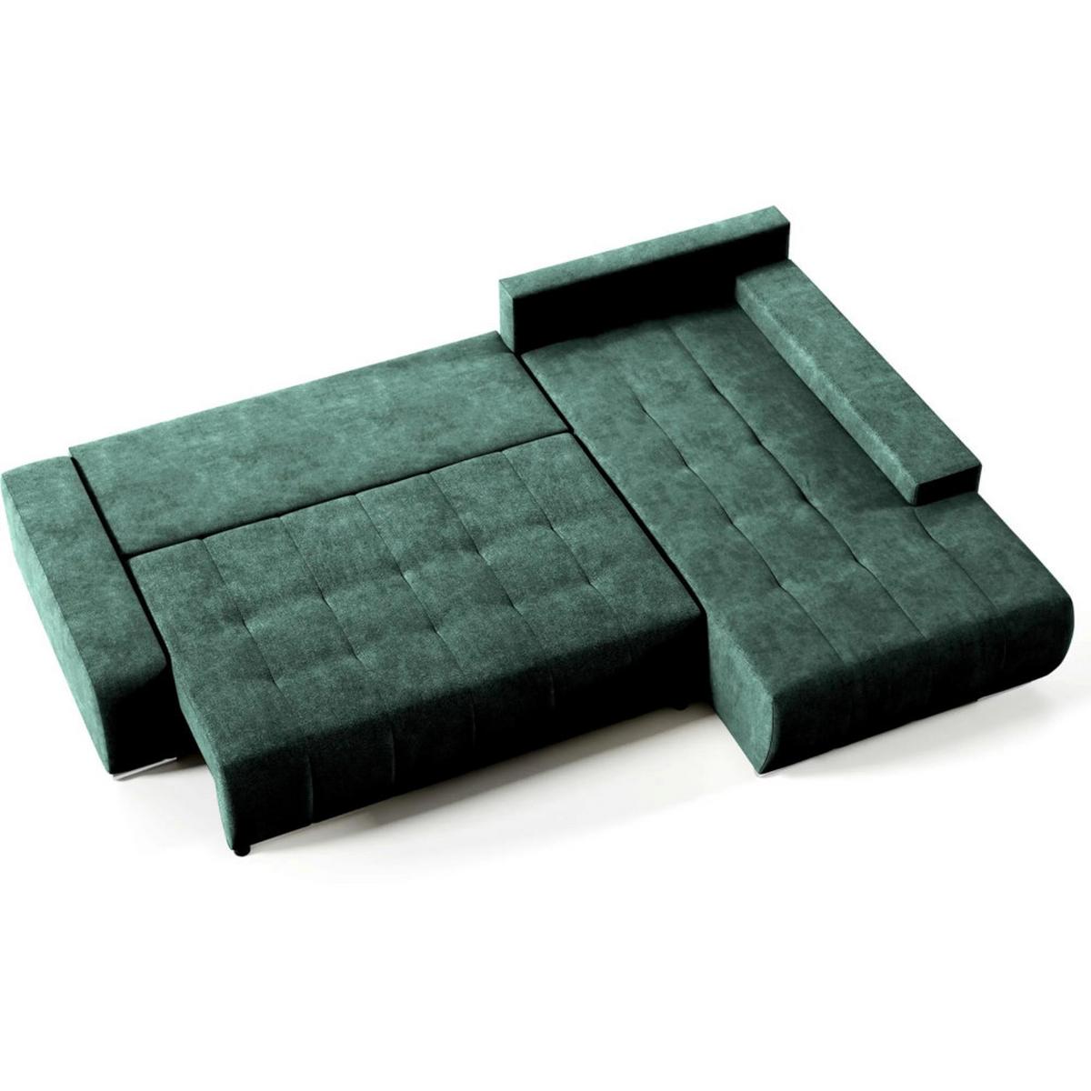 ECKSCHLAFSOFA Draco mit Schlaffunktion, rechts, Grün - Schwarz/Grün, Textil/Metall (267/186cm) - Beautysofa
