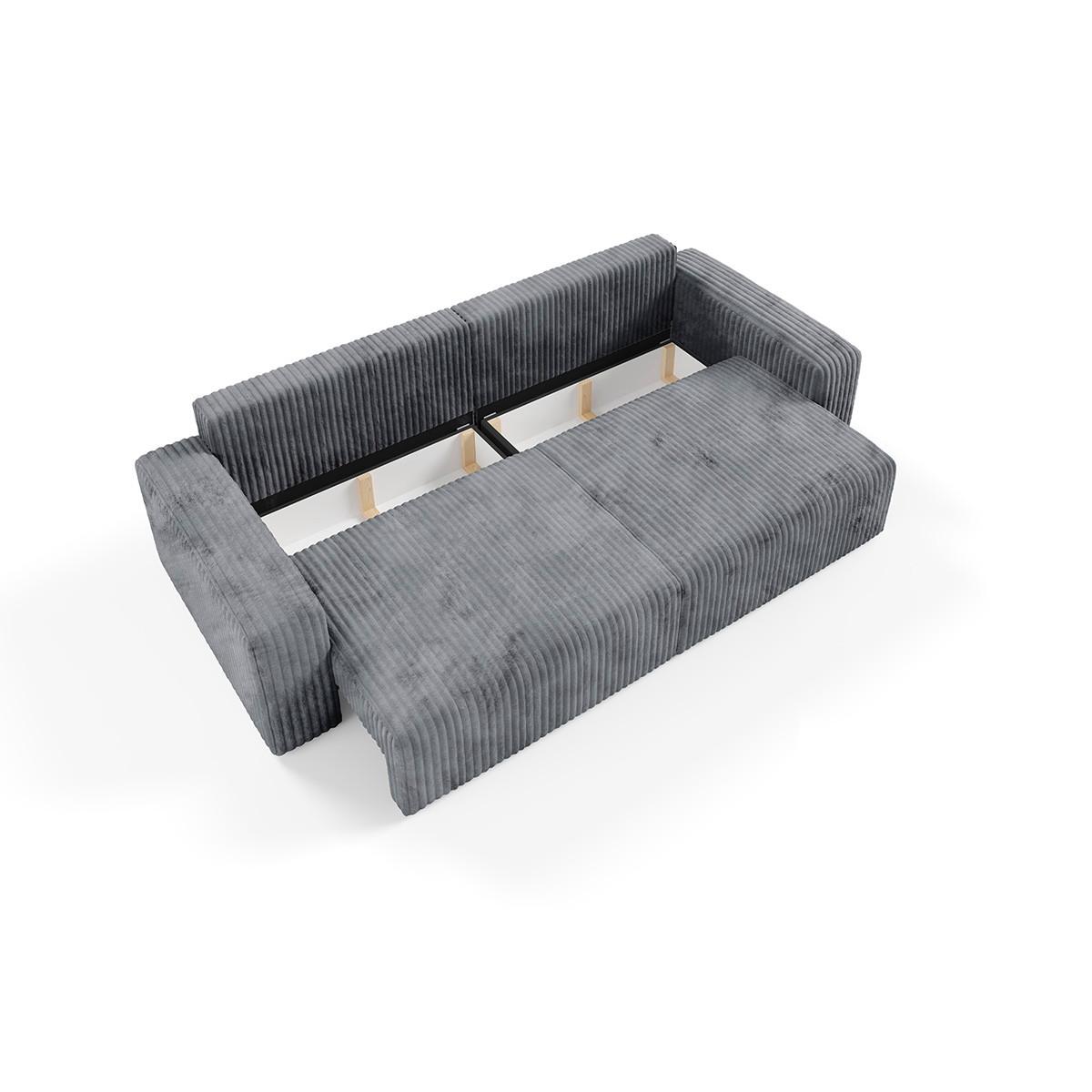 SOFA Angela 3 Sitzplätze Dunkelgrau - Grau, Holz (252/86/105cm) - Petits-meubles