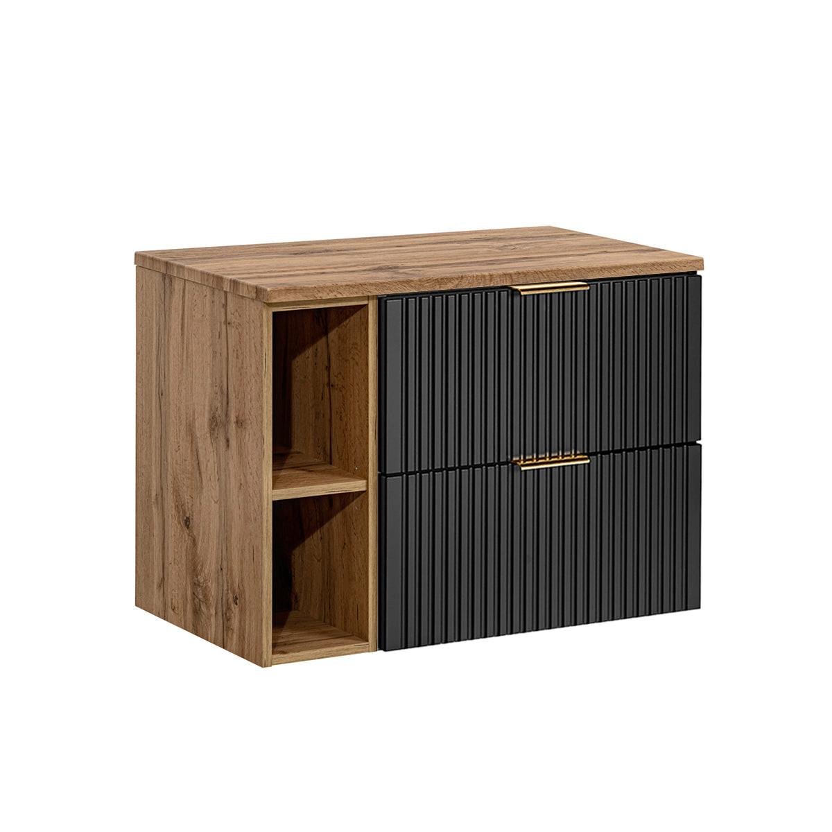 WASCHTISCHUNTERSCHRANK 80.6cm Adriel Schwarz und Holz - Schwarz, Holzwerkstoff (80.6/59/46cm) - Petits-meubles