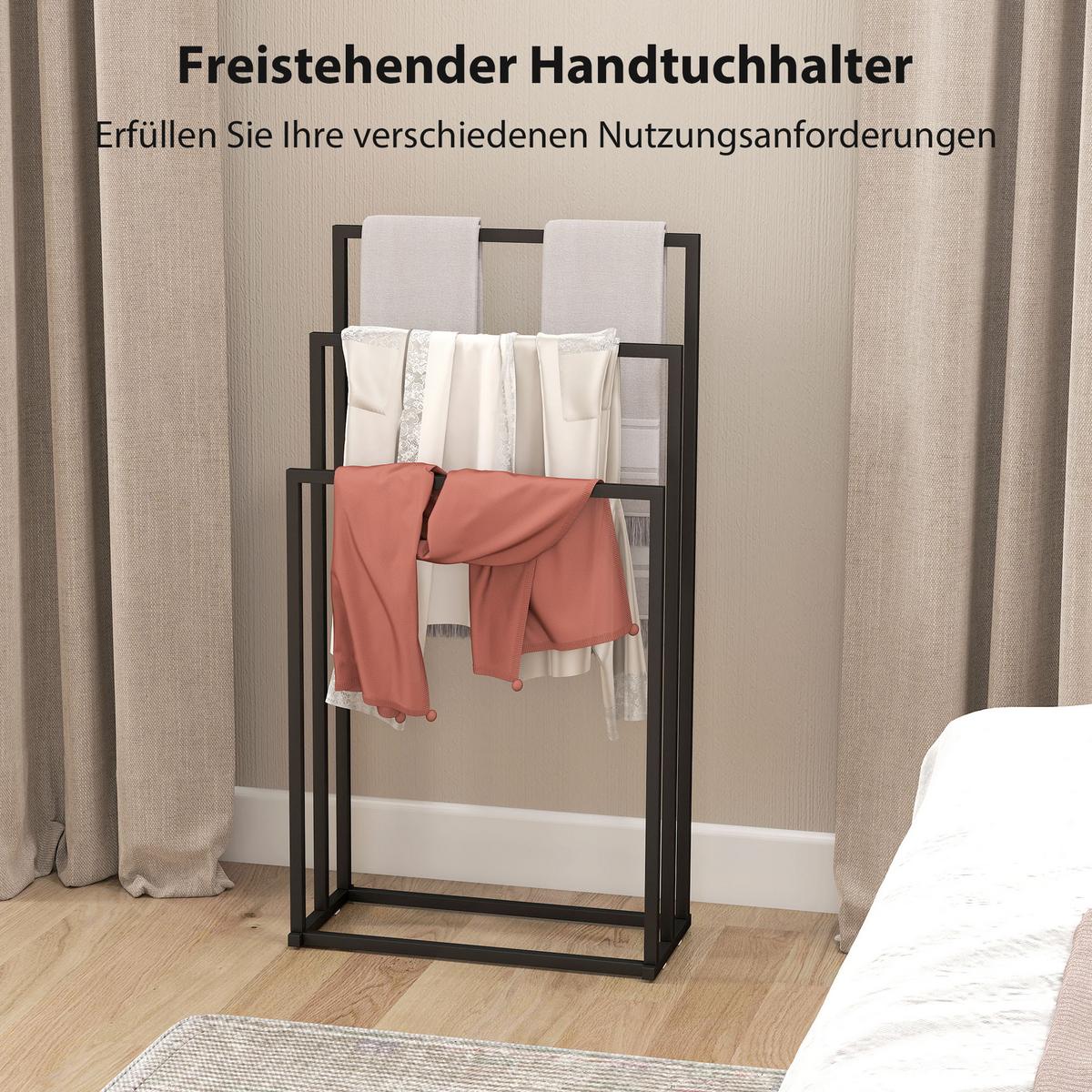 HANDTUCHHALTER Stahl Schwarz - Schwarz, Metall (21.5/85/45cm) - HOMCOM