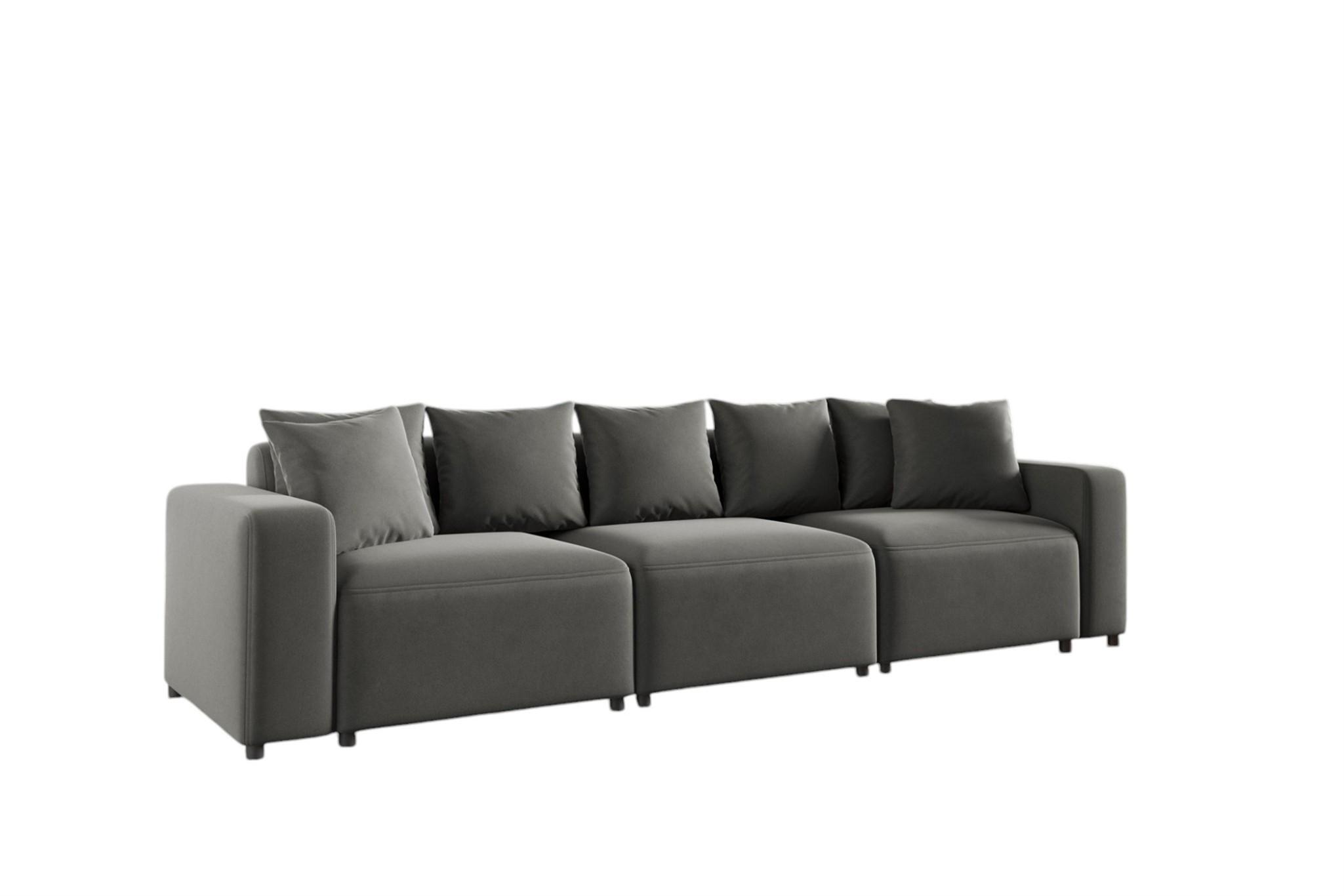 SOFA Megan 3-sitzer In Salvador - Grau, Holzwerkstoff/Textil (327/75/98cm) - Fun Möbel