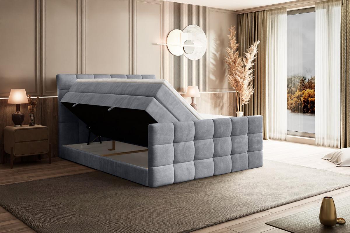 BOXSPRINGBETT BRUGO-Z KING - 180 x 200 - H3/H4 - Hellgrau - Hellgrau, Holzwerkstoff (180/200cm) - ALTDECOR