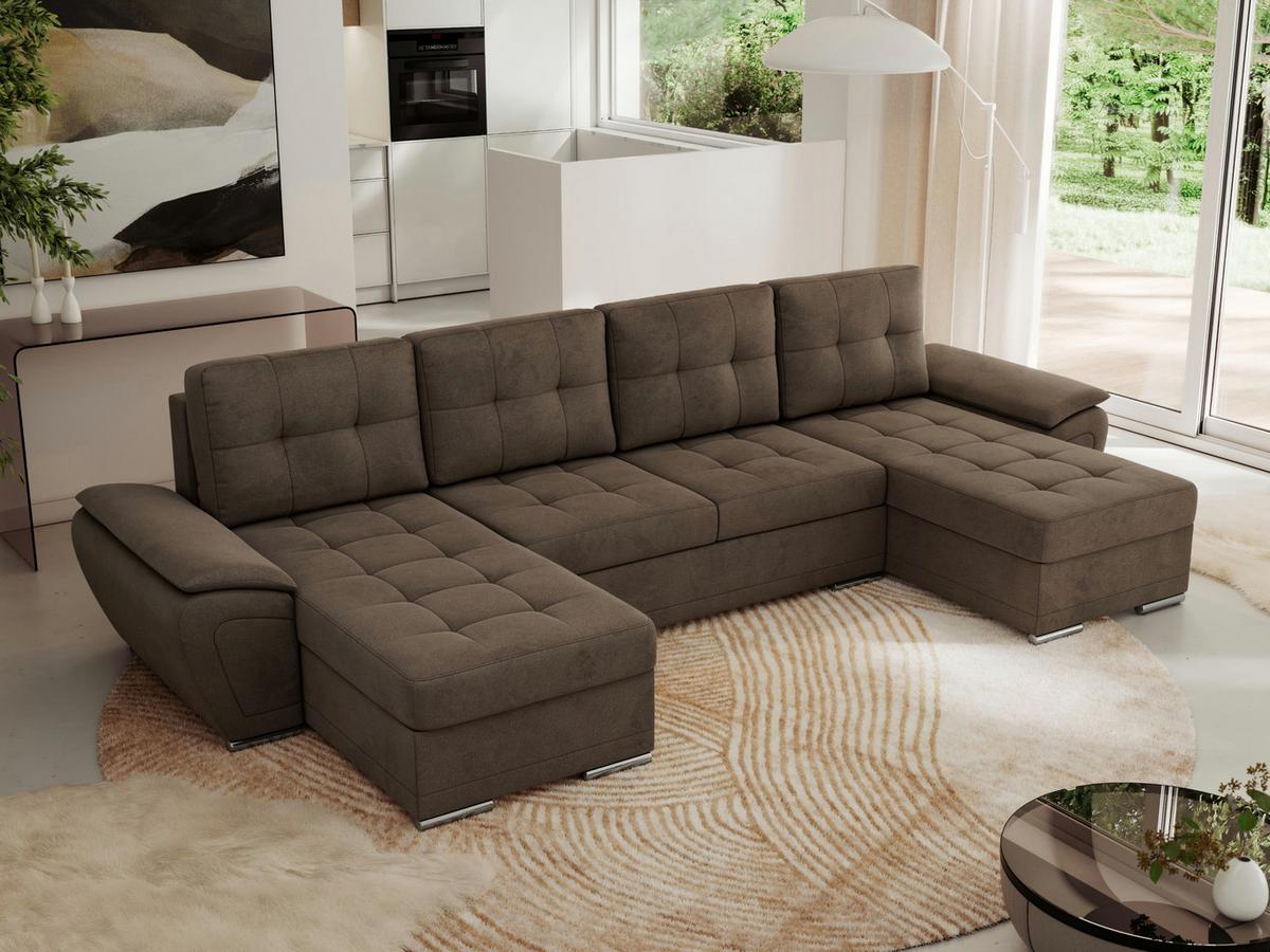 WOHNLANDSCHAFT UMBRIA U Braun Velvet - Braun/Grau, Textil/Metall (336/85/157cm) - MKS