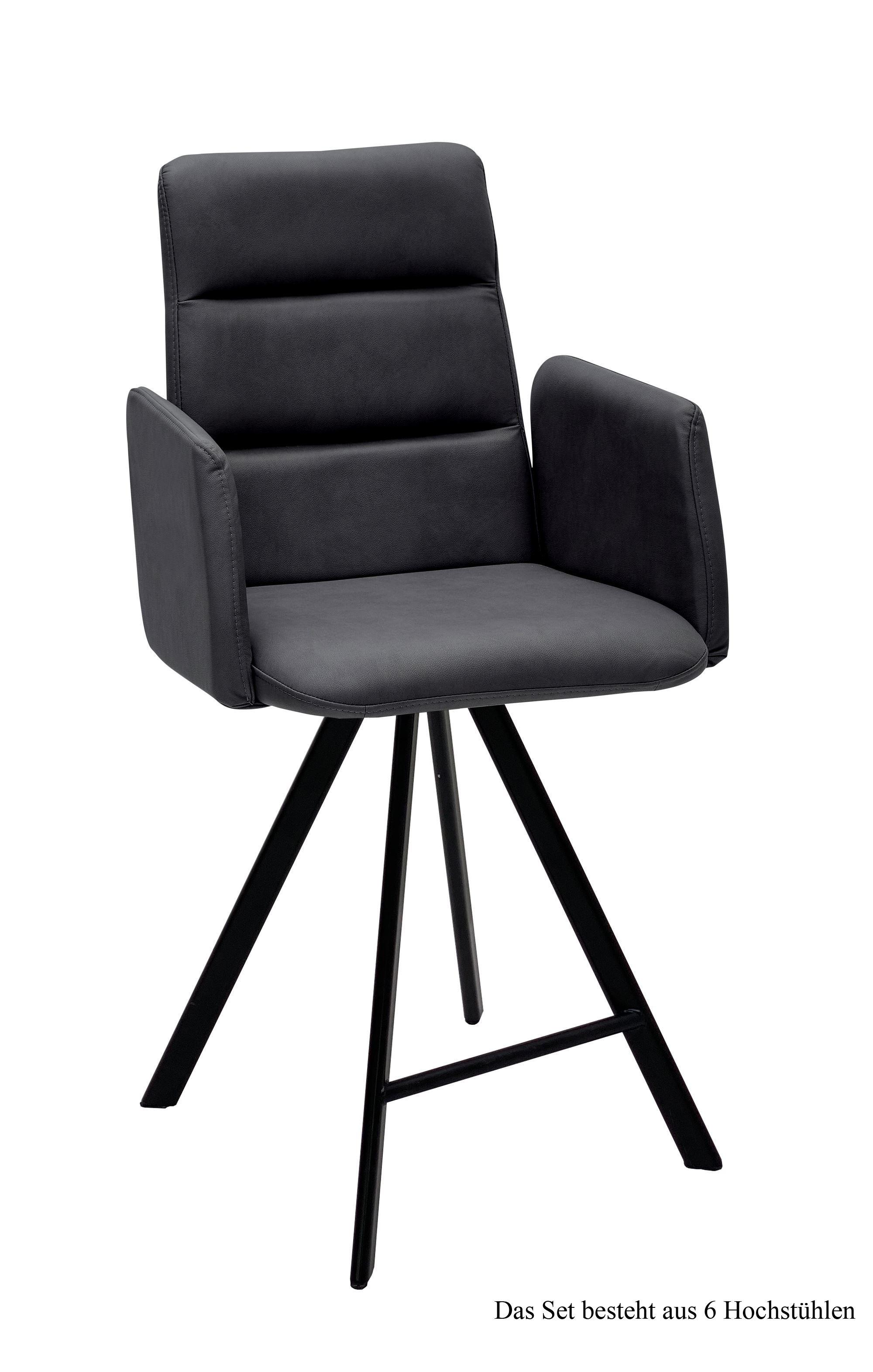 THEKENSTUHL drehbar (6er-Set) Devonna 52x109x60 Schwarz/Anthrazit - Anthrazit/Schwarz, Kunststoff (60/109/52cm) - 58aufmkessel