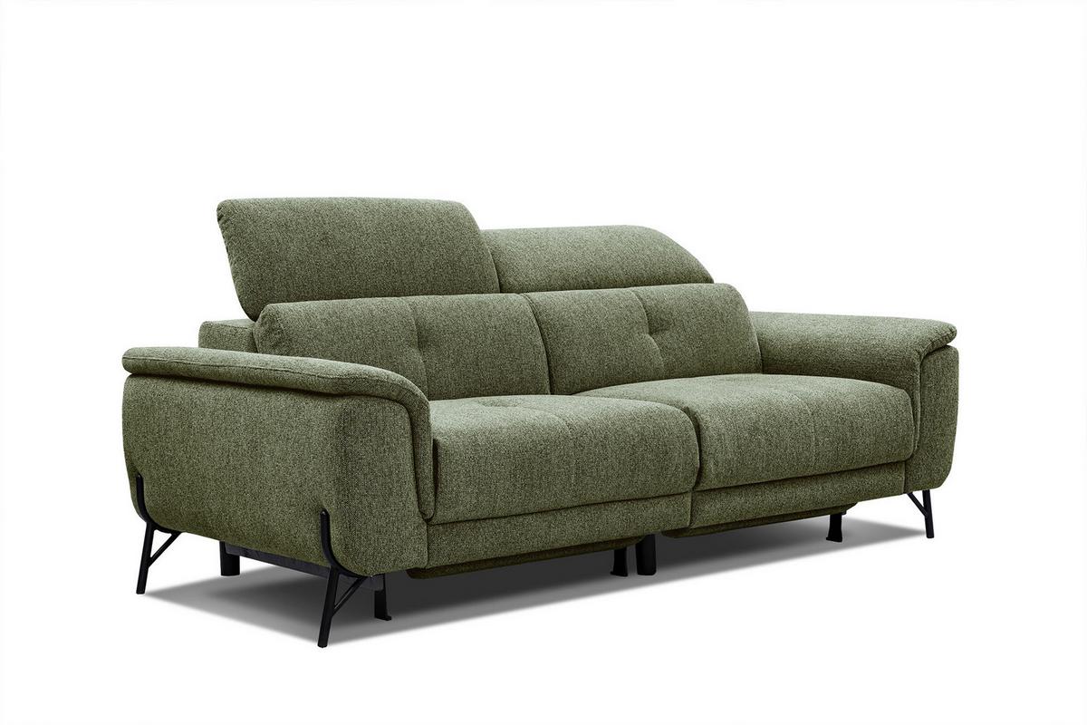 SOFA AVENA 3-Sitzer mit 2 Relaxfunktionen, olivgrün - Olivgrün, Holzwerkstoff/Textil (204/80/108cm) - Wozimo