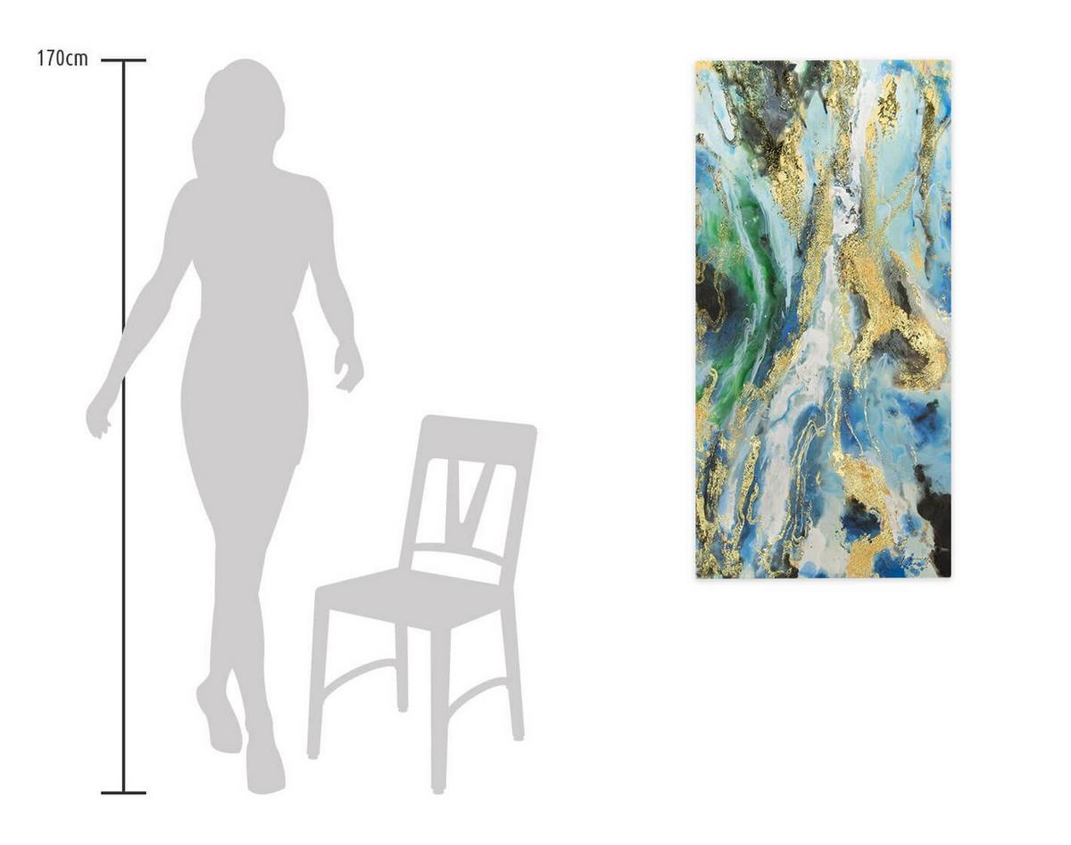 ACRYLBILD HANDGEMALT 60/120 cm - Blau/Weiß, Holz/Textil (60/120cm) - KUNSTLOFT