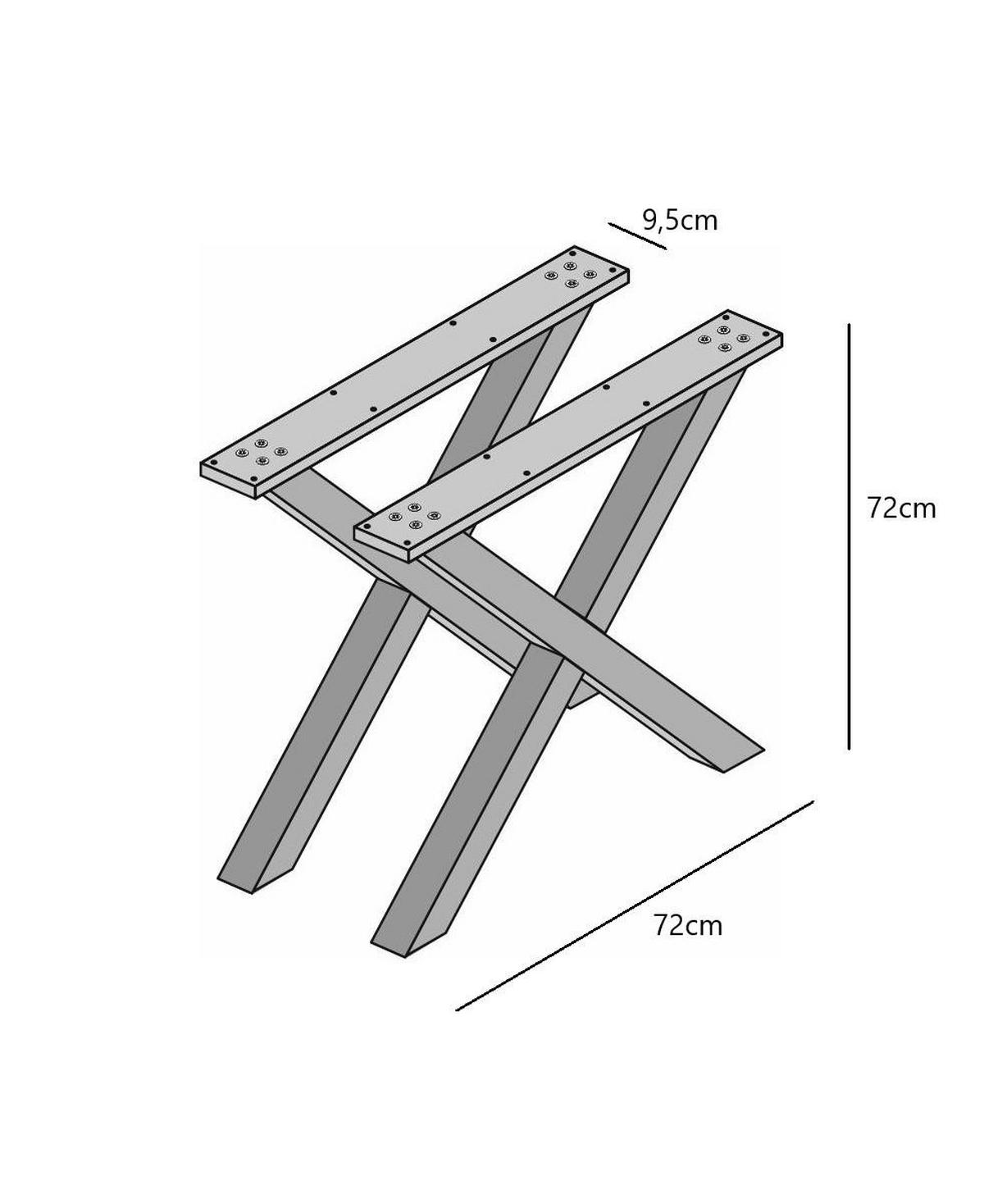 TISCHBEINE X - weiß lackiert, 72/10/71cm - Weiß, Holz (72/71/10cm) - Skraut Home