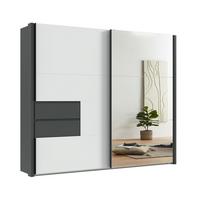 SCHWEBETÜRENSCHRANK 2-türig B262/H216/T65 cm, Korpus&Passepartout&Schubladen Grafit, Türen Weiß/Spiegel, Kleiderschrank inkl. Vollausstattung / 22059 - Bordeaux/Graphitfarben, Holzwerkstoff/Metall (262/216/65cm) - luma-home