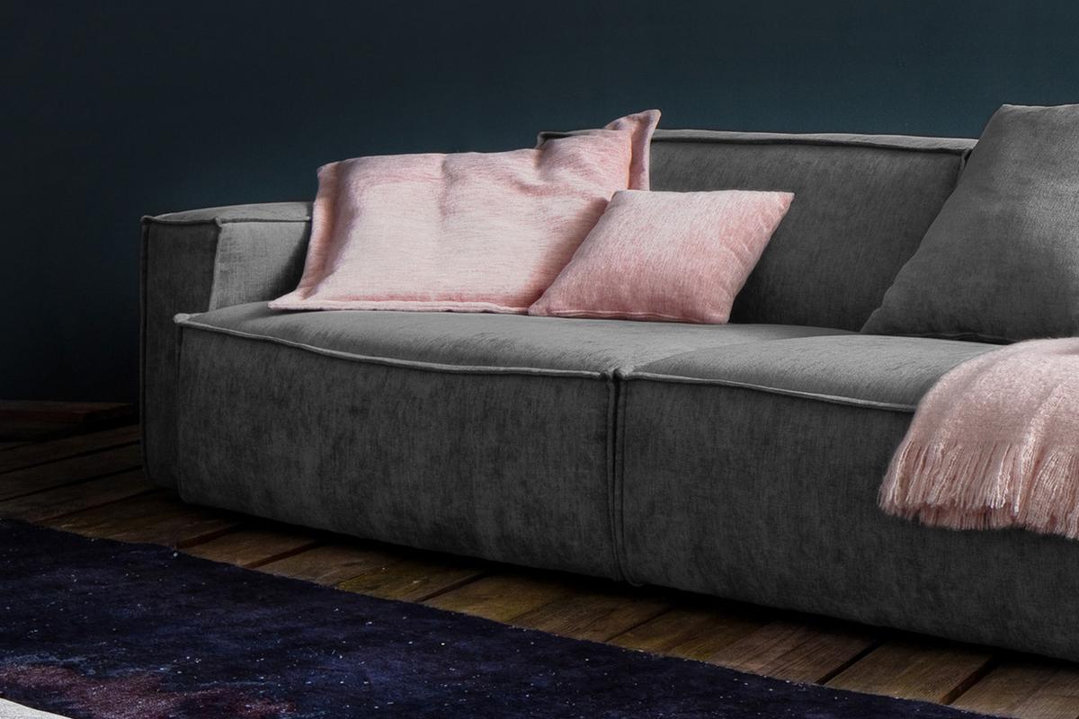 RIESENSOFA SAMU Grau Webstoff - Dunkelgrau/Schwarz, Textil (418/72/106cm) - KAWOLA