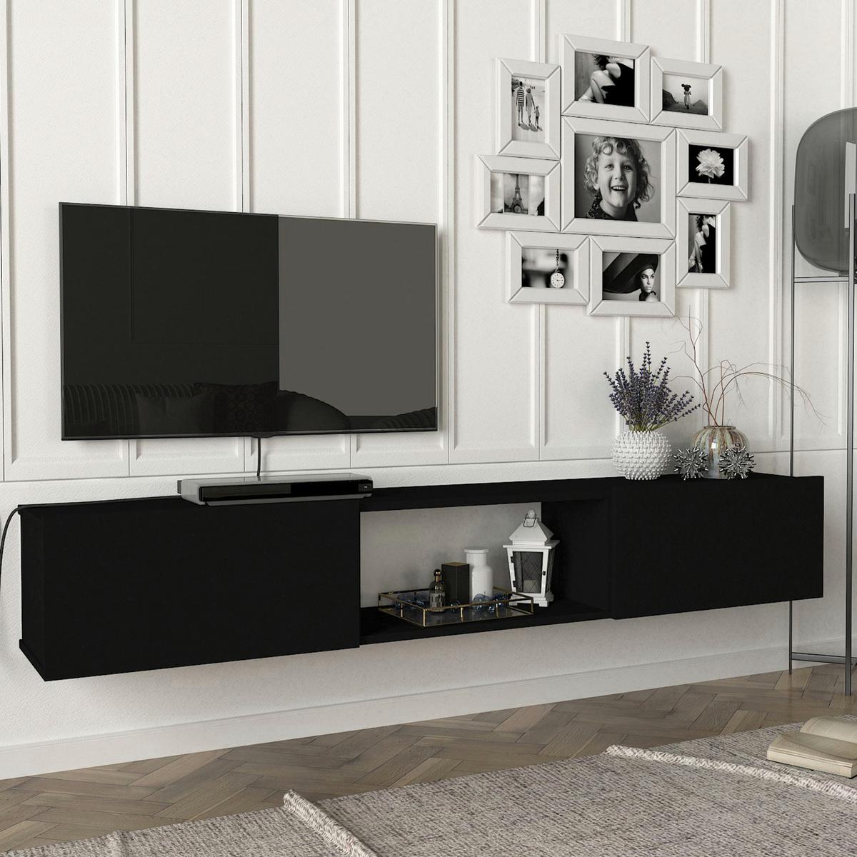 TV-ELEMENT Paltamo - Schwarz, Holzwerkstoff (180/29.5/31cm) - [en.casa]