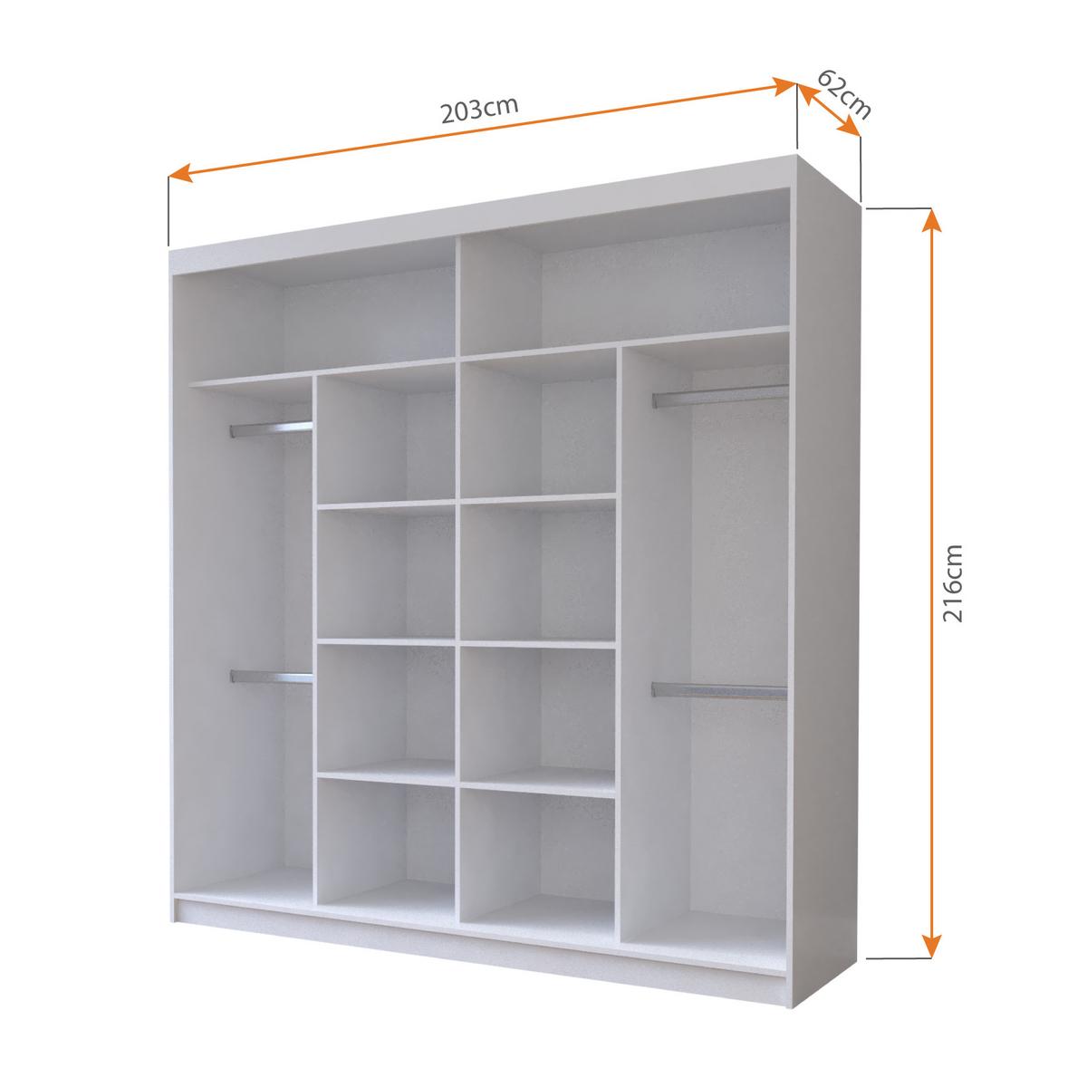 KLEIDERSCHRANK Milan 203 cm, 203/215/64, 2-türig, grau - Grau, Holzwerkstoff (203/215/64cm) - imoebel24