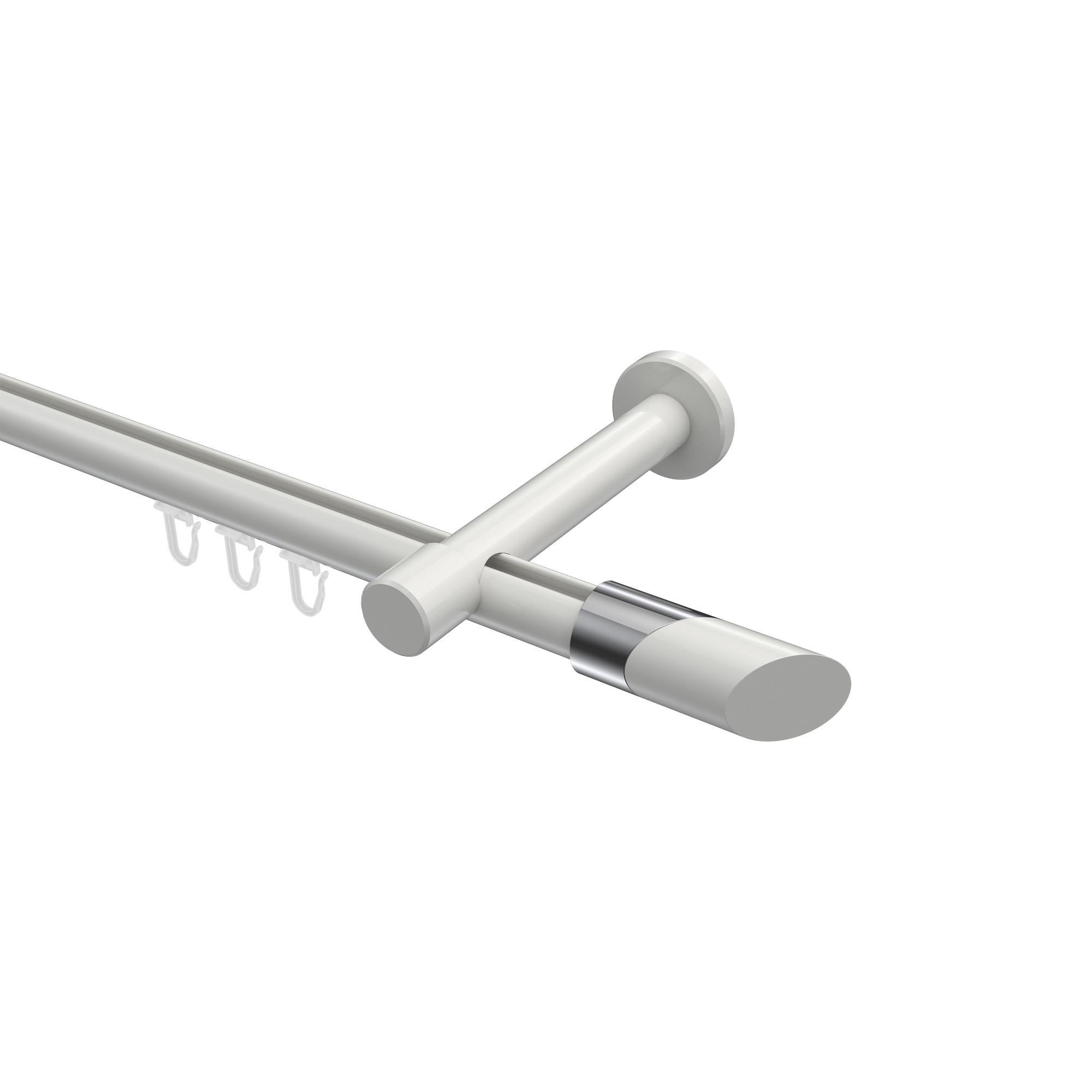 GARDINENSTANGE INNENLAUF Prestige Verano 540 cm (geteilt in 3 x 180 cm), 1-läufig, 20 mm Ø Weiß - Chromfarben/Weiß, Metall (540cm) - INTERDECO