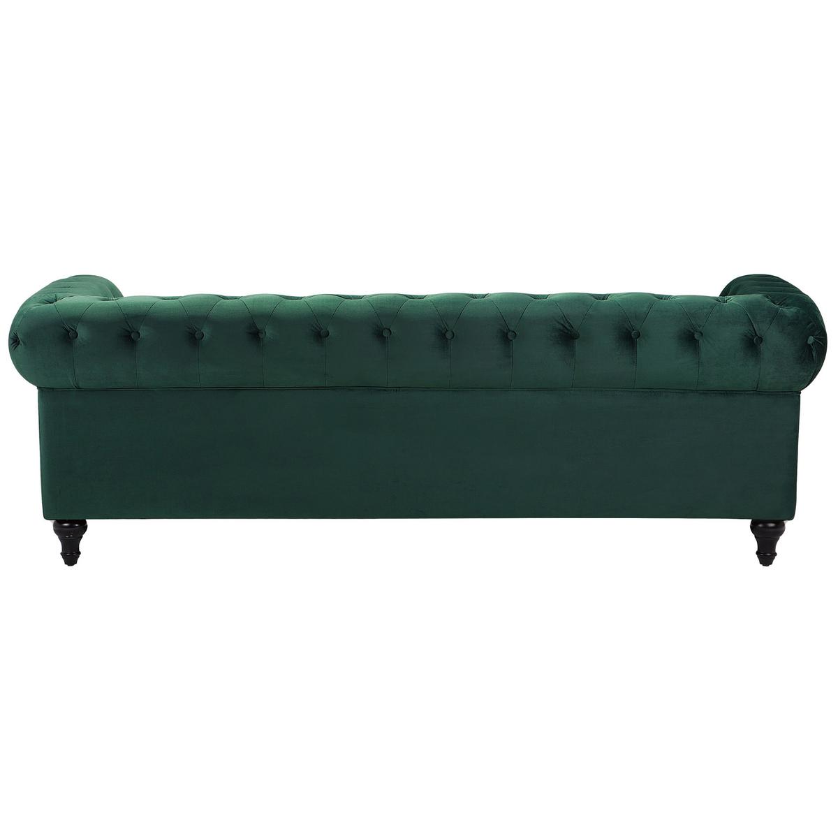 3-SITZER-SOFA Samtstoff Grün Chesterfield - Hellgrün, Textil (202/70/75cm) - Beliani