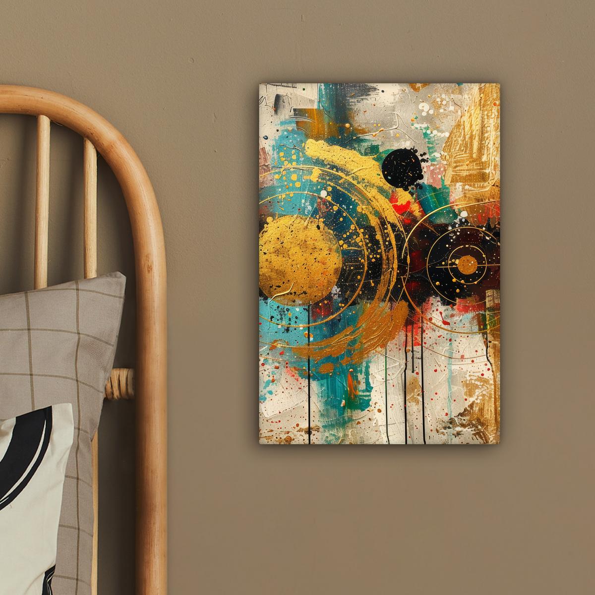 LEINWANDBILD Abstrakt - Kunst - Gold - Modern Deko Wohnzimmer 20x30 cm - Multicolor, Textil (20/30cm) - MuchoWow