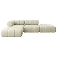 ECKSOFA modulares Sofa Kerru-L1 - 285x190x70 cm Beige Velours - Beige, Holzwerkstoff/Textil (285/190cm) - ALTDECOR