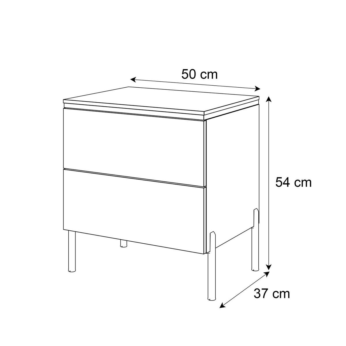 NACHTTISCH AURORA II auf gerade Gold Chrom Beine Kaschmir - Kaschmir/Goldfarben, Holzwerkstoff/Metall (50/54/37cm) - Lookway