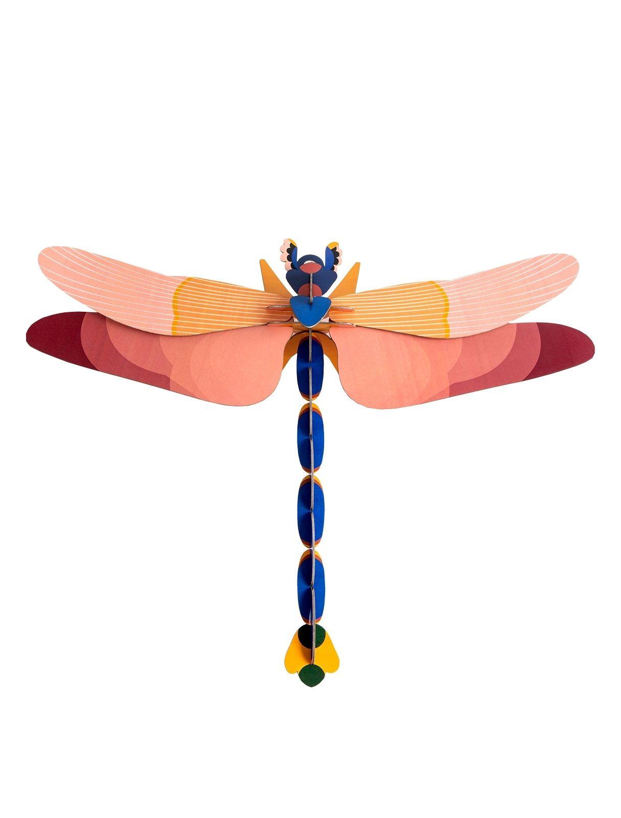 WANDDEKO Rosenlibelle 47/8 cm - Blau/Pink, Wellpappe (47/8/36cm) - Studio Roof