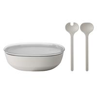 SERVIERSCHALE MIT DECKEL & SALATBESTECK Silueta Nordic White 4000 ml - Weiß, Kunststoff (30.1cm) - Mepal