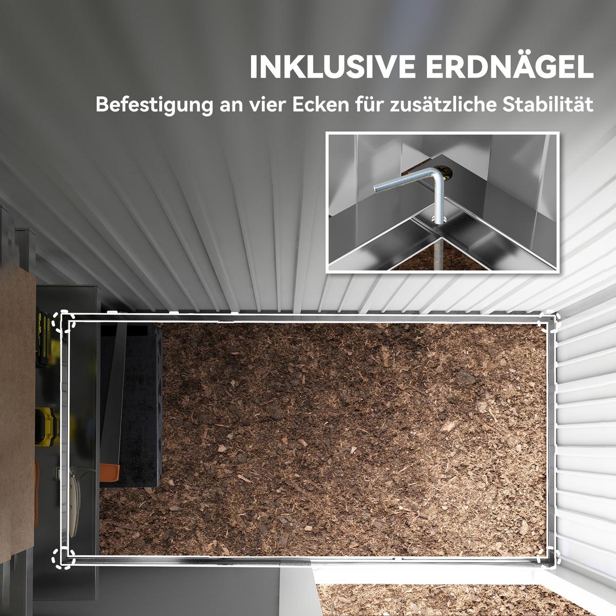 GERÄTEHAUS Verzinkter Stahl Grau - Grau, Metall (95/181/161cm) - Outsunny