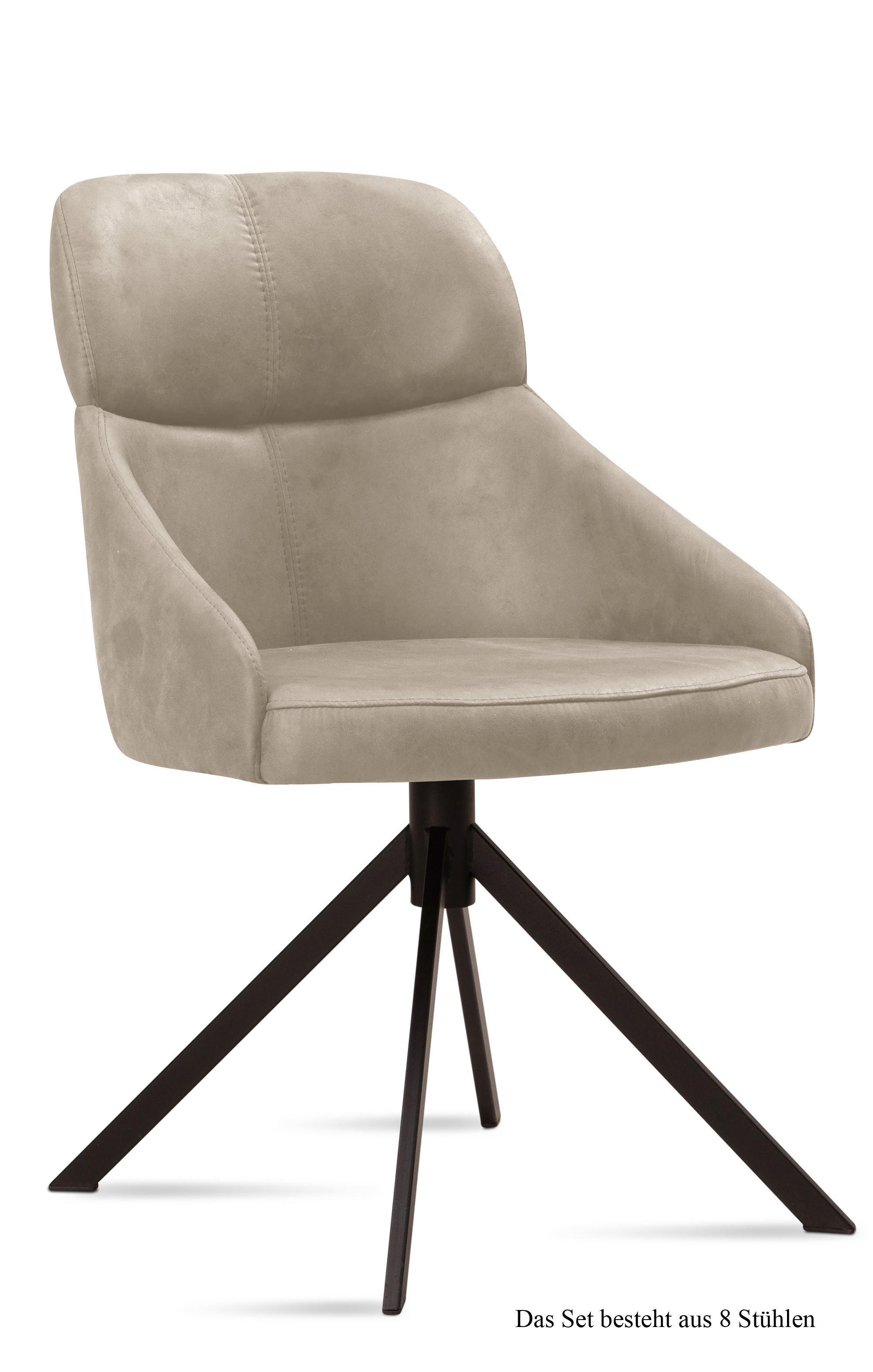 ESSZIMMERSTUHL (8er-Set) Deanna 52x82x63 Schwarz/Natur - Schwarz/Naturfarben, Kunststoff (63/82/52cm) - 58aufmkessel