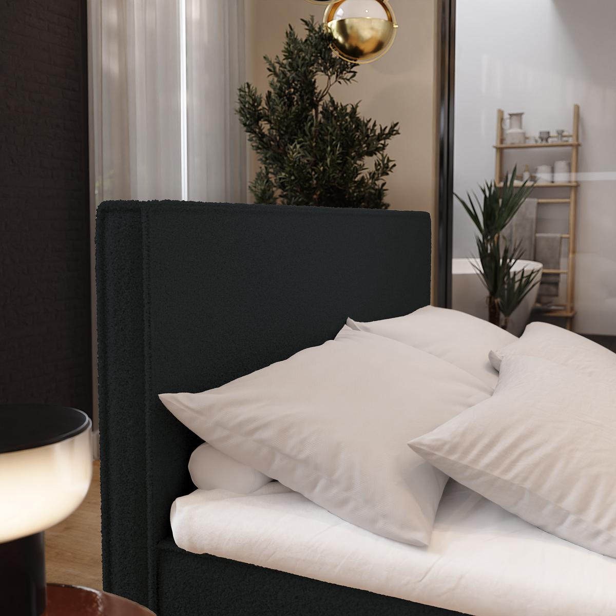 BOXBETT PELLIO 180x200 cm mit Matratze und Topper - Schwarz - Schwarz, Holz (180/200cm) - MASSENO