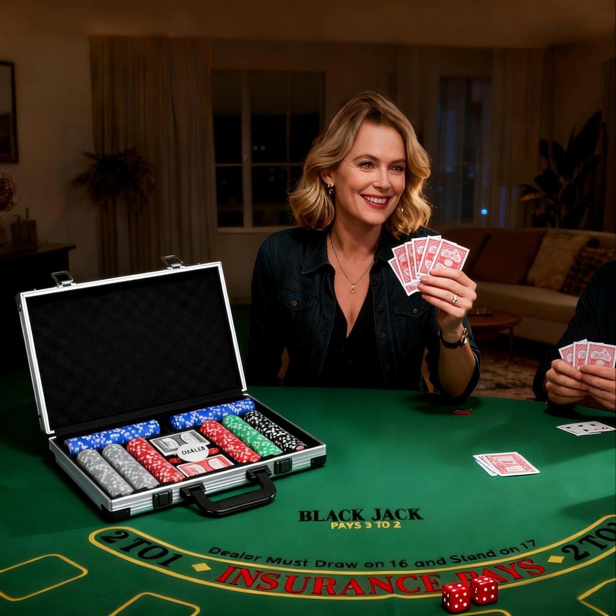 POKERKOFFER mit 400 Chips 11,5 Gramm 2 Kartendecks 5 Würfeln - Grau, Kunststoff (28/39.5cm) - SPORTNOW