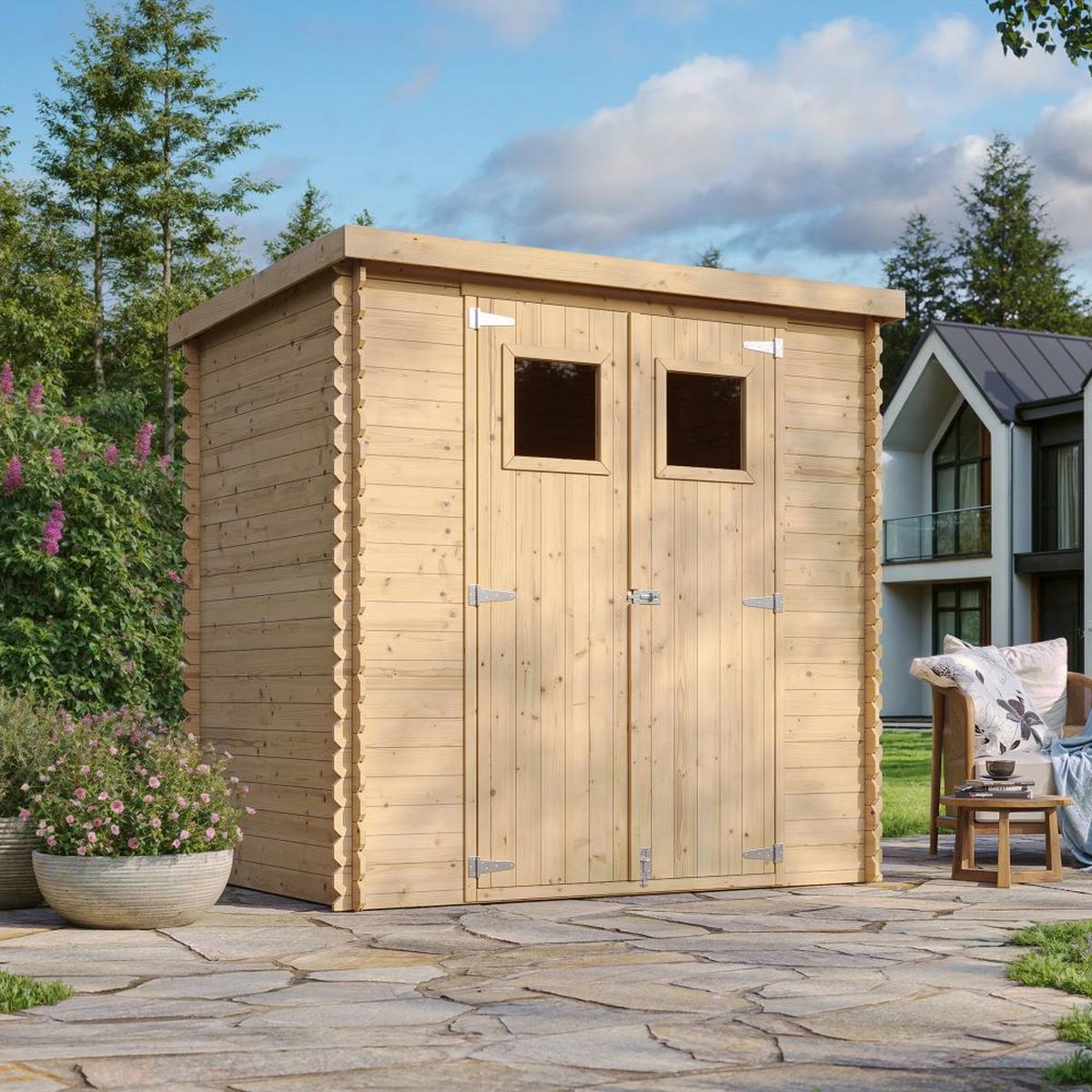 HOLZ-GARTENHAUS - B204xL142xH200 cm/ 2,22 m2 - M311 - Beige, Holz (204/200/142cm) - Timbela