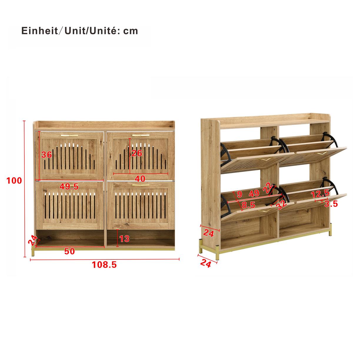 SCHUHKIPPER 109 cm in Holz-Optik - Buchefarben, Holzwerkstoff (108/100/24cm) - Urban Meuble