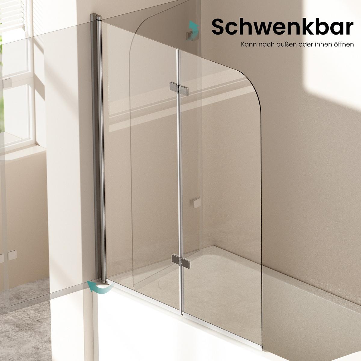 BADEWANNENAUFSATZ 2-teilig faltbar 120/140 cm - Transparent, Glas (120/140cm) - EMKE