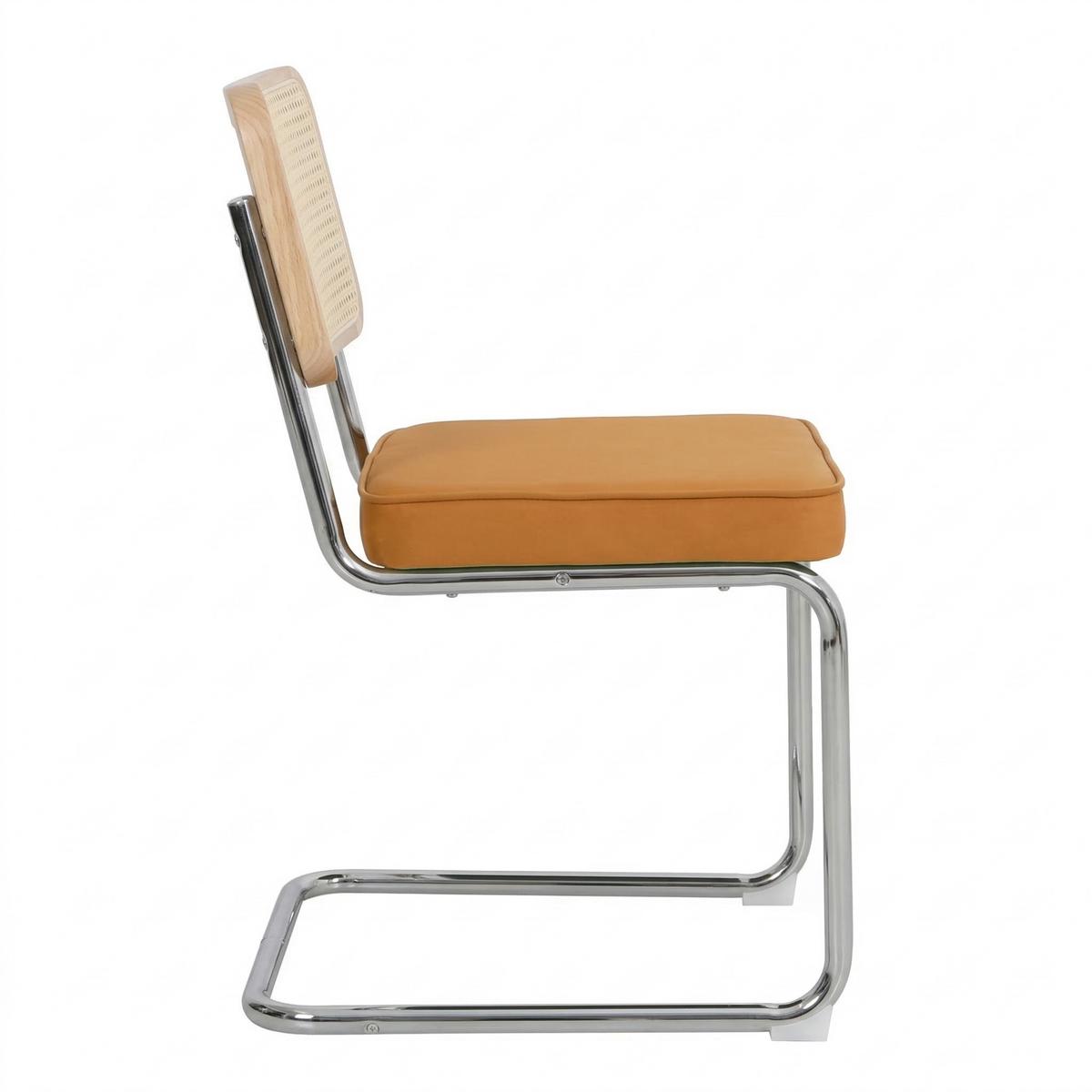 ESSZIMMERSTUHL 2er set stoff rattan verchromtes gestell freischwinger - Orange, Textil (53/84.6/46.4cm) - Urban Meuble