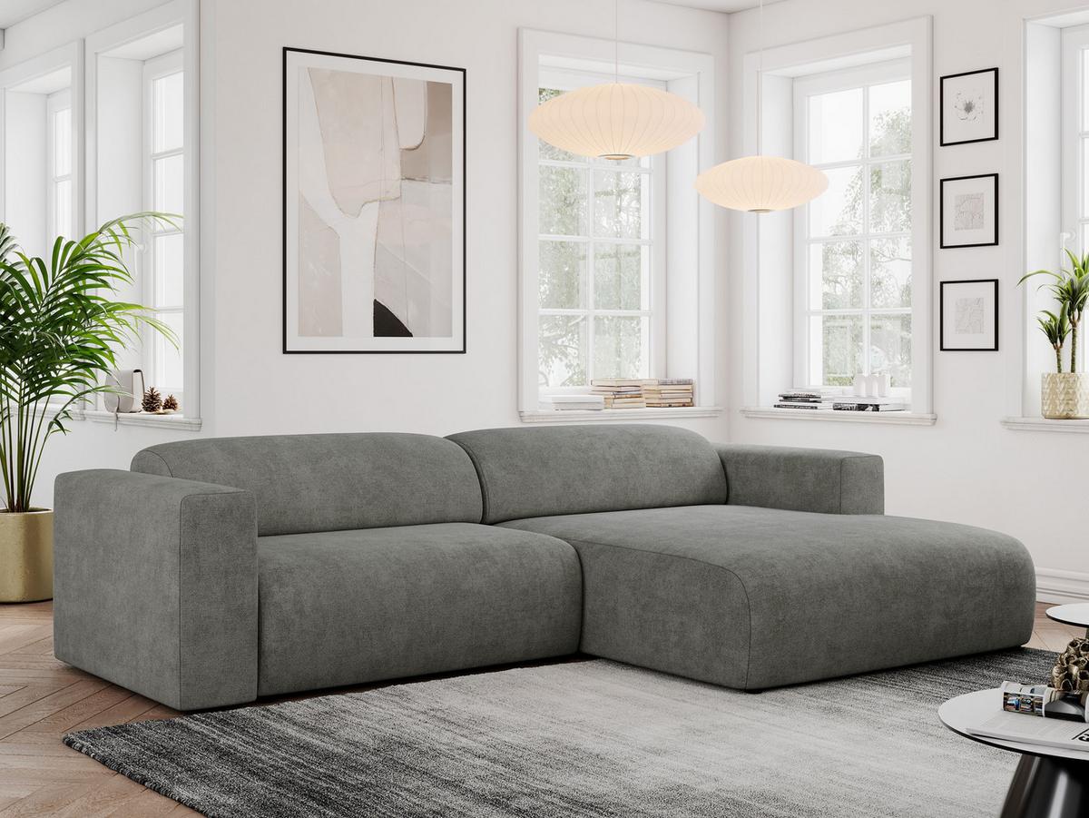OFERTA WYCOFANA ECKSOFA PASADENA Grau Struktur Rechts Seite - Schwarz/Grau, Kunststoff/Textil (288/180cm) - MKS