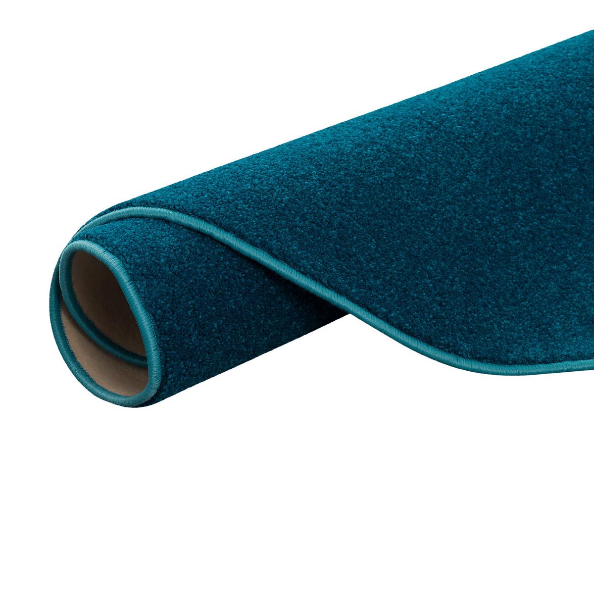 HOCHFLOR VELOURS TEPPICH LUNA RUND - Petrol, Textil (100/100cm) - Snapstyle