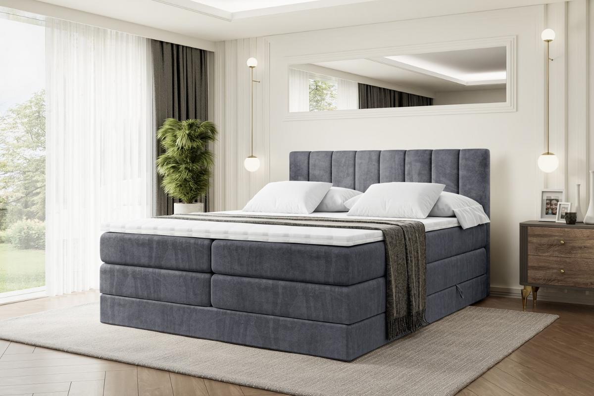 BOXSPRINGBETT OTTA KING - 140x200 - H3/H4 - Dunkelgrau - Dunkelgrau, Holzwerkstoff (140/200cm) - ALTDECOR