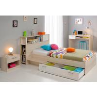 KINDERZIMMER Set 4-tlg Schreibtisch Nachttisch Stauraumbett 90 x 200 cm - Silberfarben/Weiß, Holzwerkstoff/Kunststoff (220/93/123cm) - Parisot Meuble