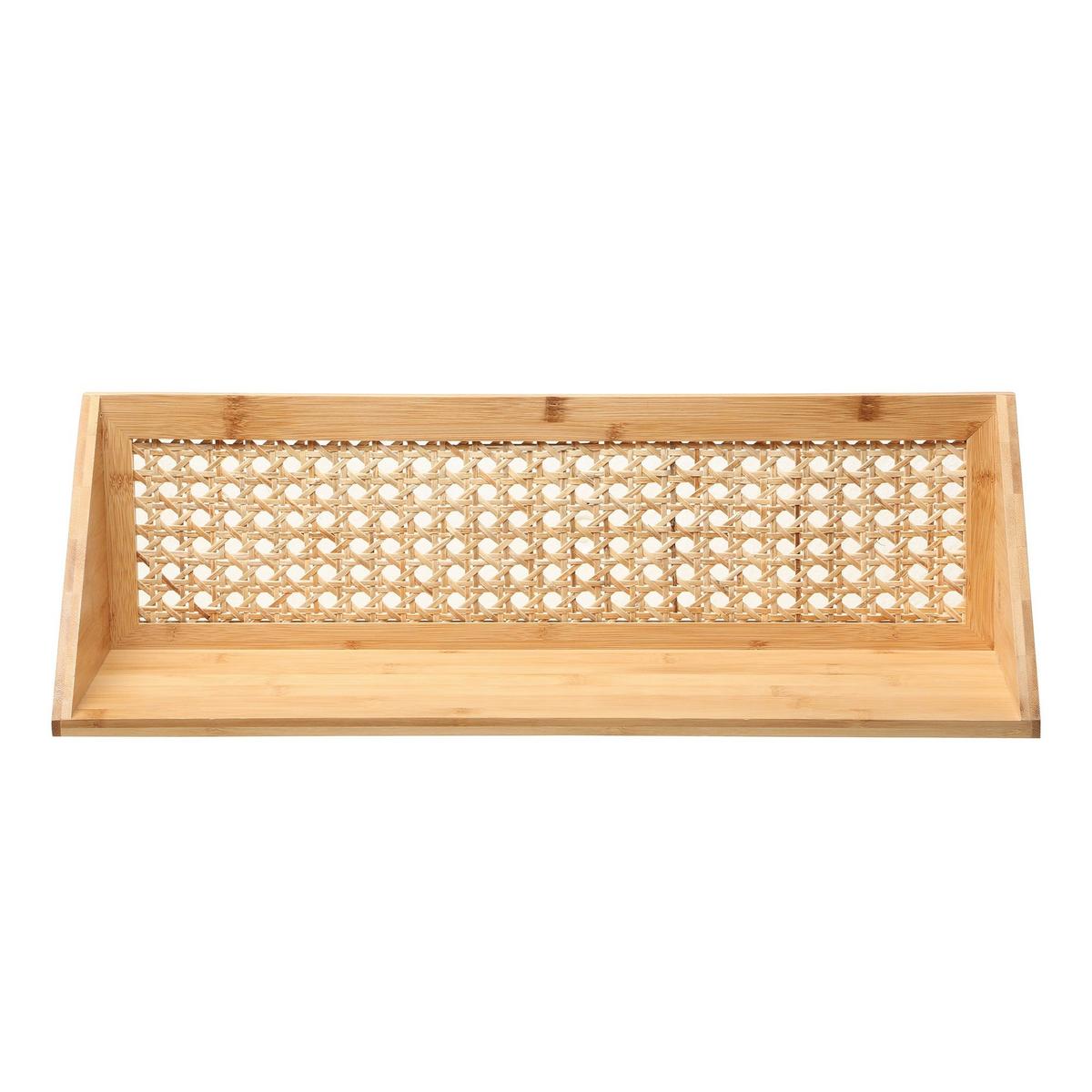 WANDREGAL aus Bambus und natürlichem Rattan - 50 cm - Eschefarben, Holzwerkstoff (15/15/32cm) - Calicosy