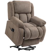 FERNSEHSESSEL mit Aufstehhilfe, Relaxsessel mit Liege-, Massagefunktion, Braun - Hellbraun/Schwarz, Textil/Metall (104/100/93cm) - HOMCOM